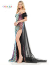 Prom Dresses Long Fitted Off Shoulder Feather Prom Dress Black Multi