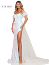 Prom Dresses Long Fitted Off Shoulder Feather Prom Dress Off White