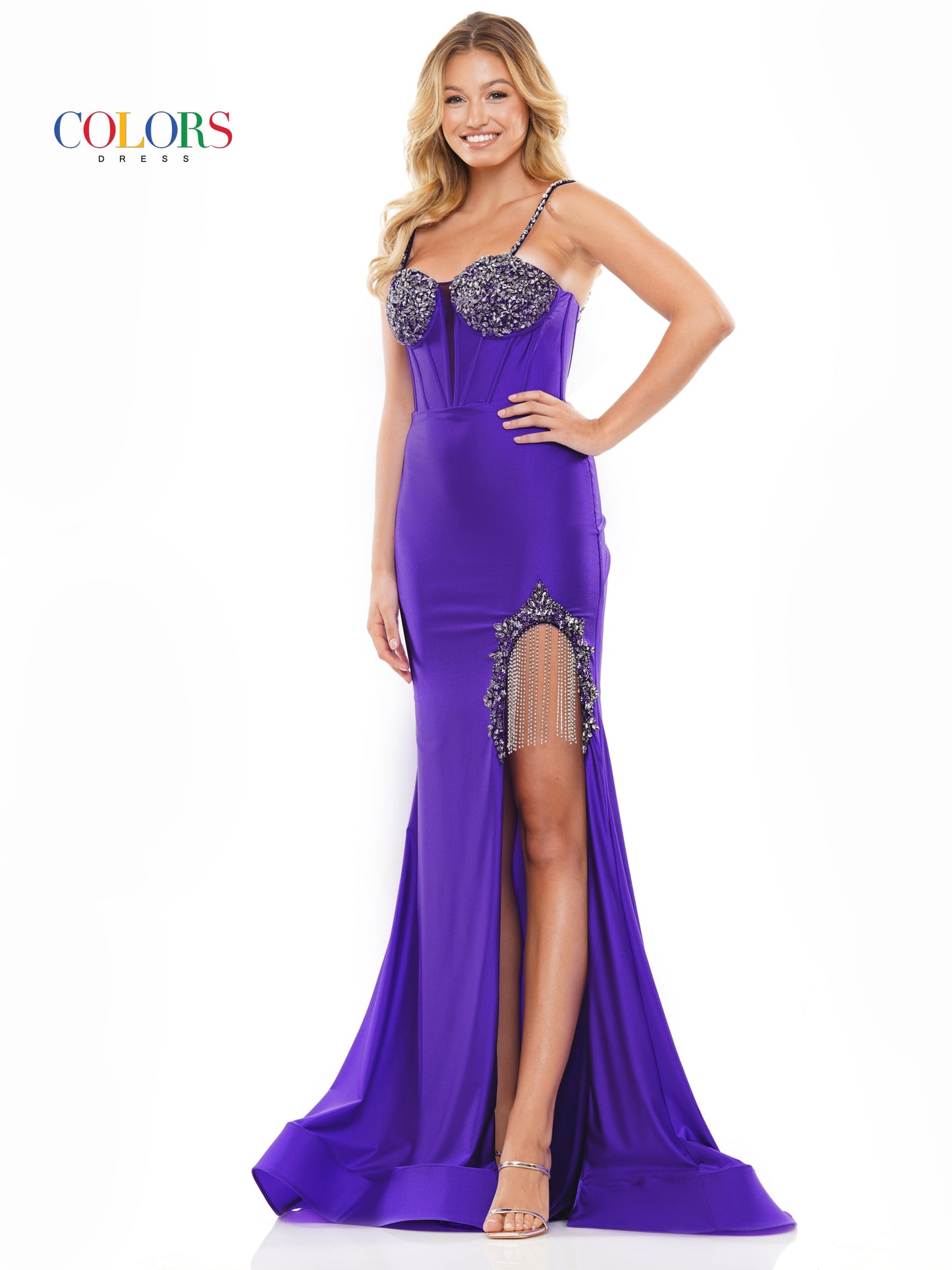 Prom Dresses Long Formal Fitted Satin Prom Dress Ultra Violet