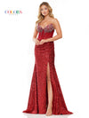 Prom Dresses Long Strapless Fitted Sequin Slit Prom Dress Red