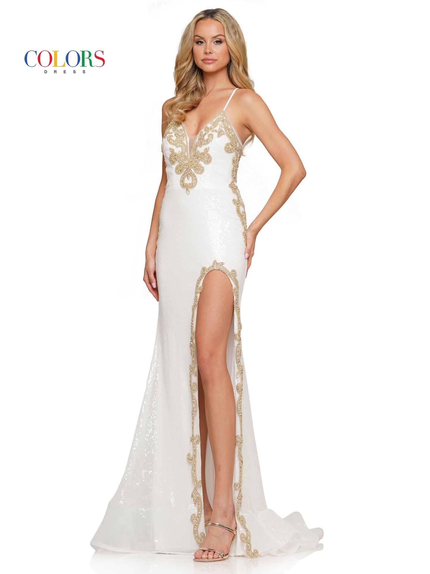 Prom Dresses Prom Long Spaghetti Strap Fitted Formal Dress Off White