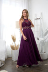 Long Formal Halter Chiffon Bridesmaids Dress