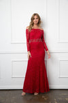 Long Off Shoulder Formal Lace Evening Party Dress