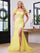 Prom Dresses Long Formal Fitted Sequin Mesh Prom Dress Yellow