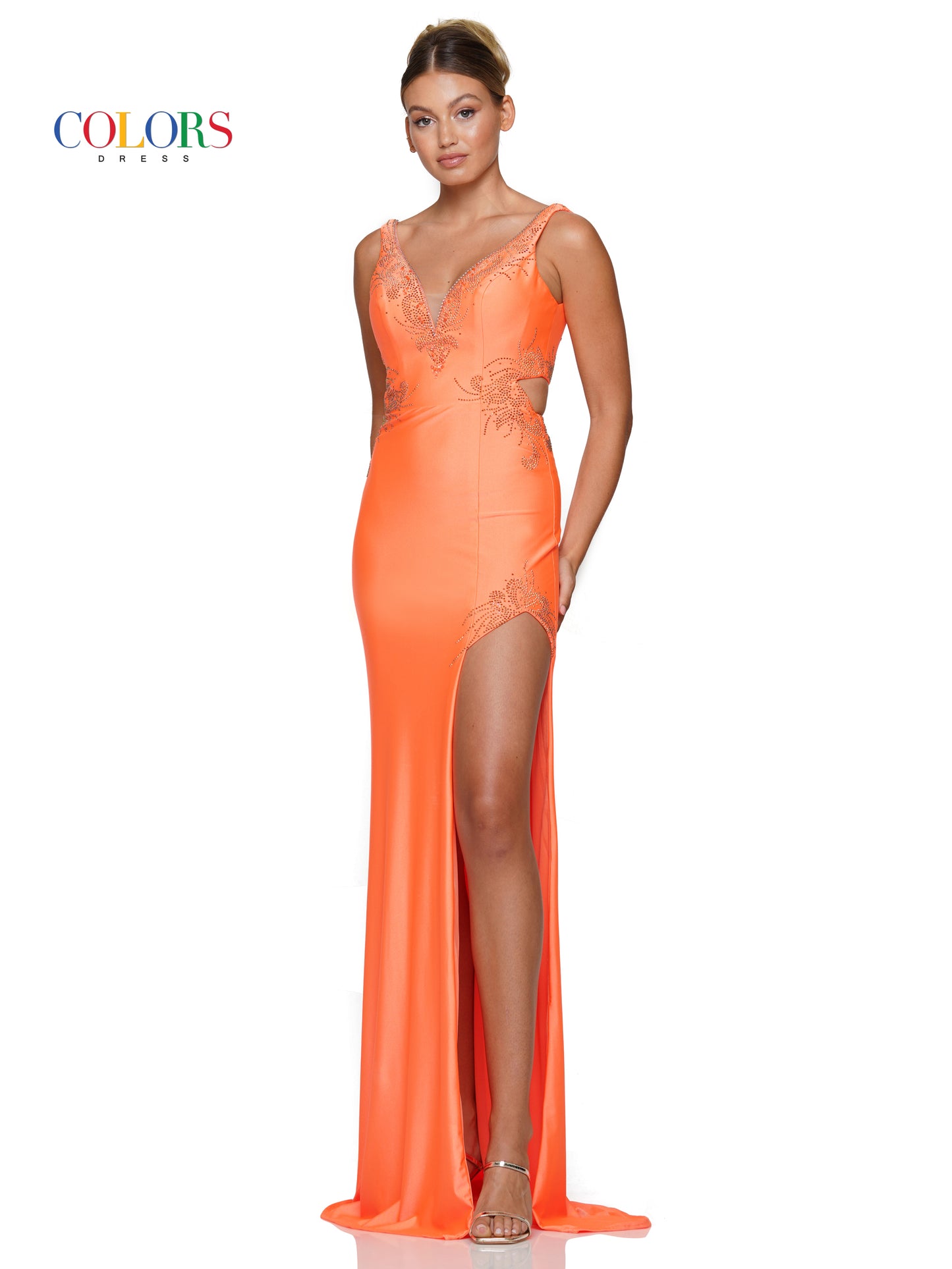 Prom Dresses Long Sleeveless Fitted satin Prom Dress Orange