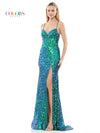 Prom Dresses Long Sequin Corset Top Front Slit Prom Dress  Green