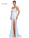 Prom Dresses Long Sequin Corset Top Front Slit Prom Dress  White