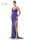 Prom Dresses Long Sequin Corset Bodice Cross Back Prom Dress  Royal