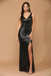 Long Formal Sleeveless Sequins Fitted Dress