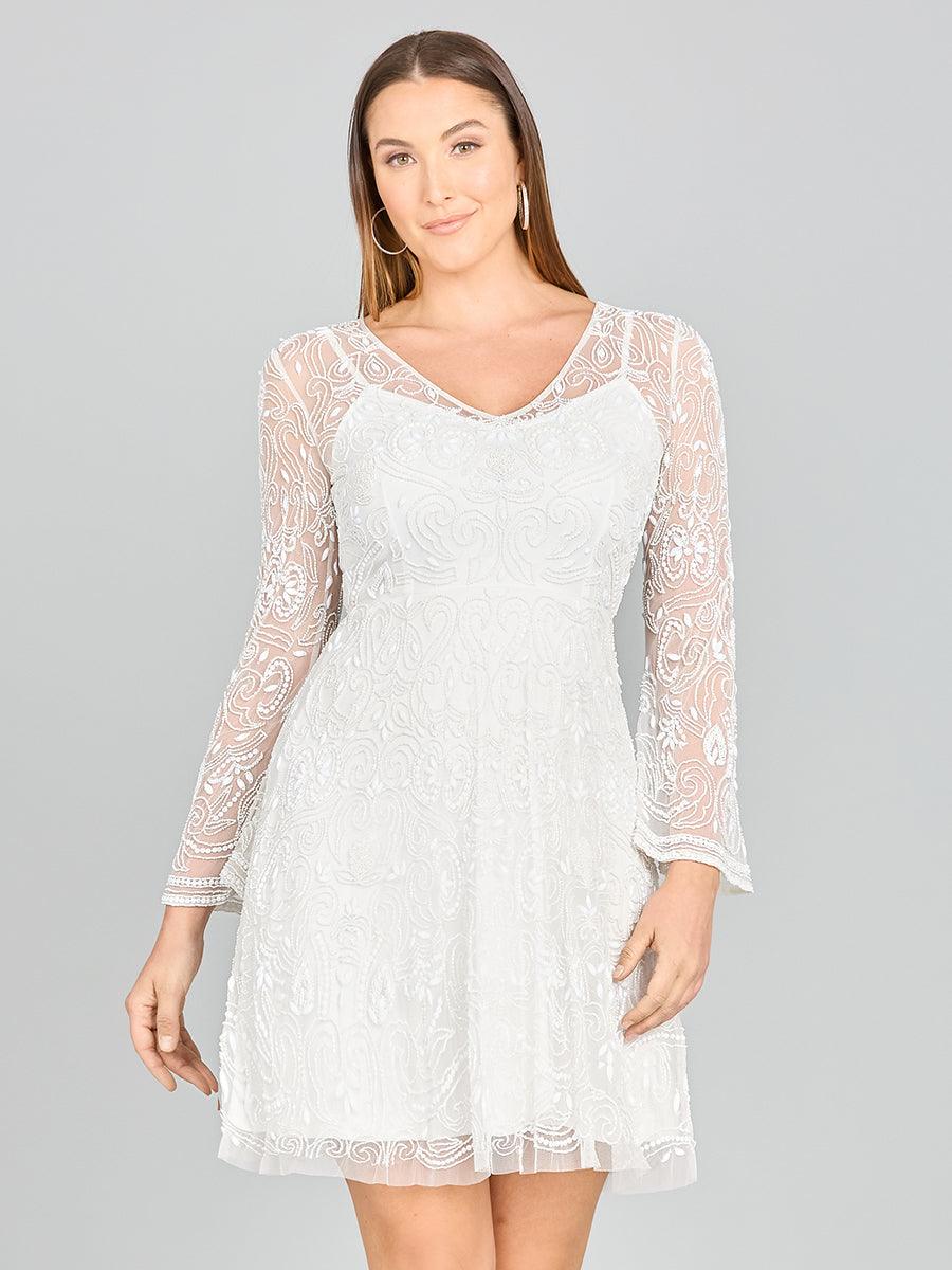 Cocktail Dresses Long Sleeve A-Line Cocktail Dress Ivory