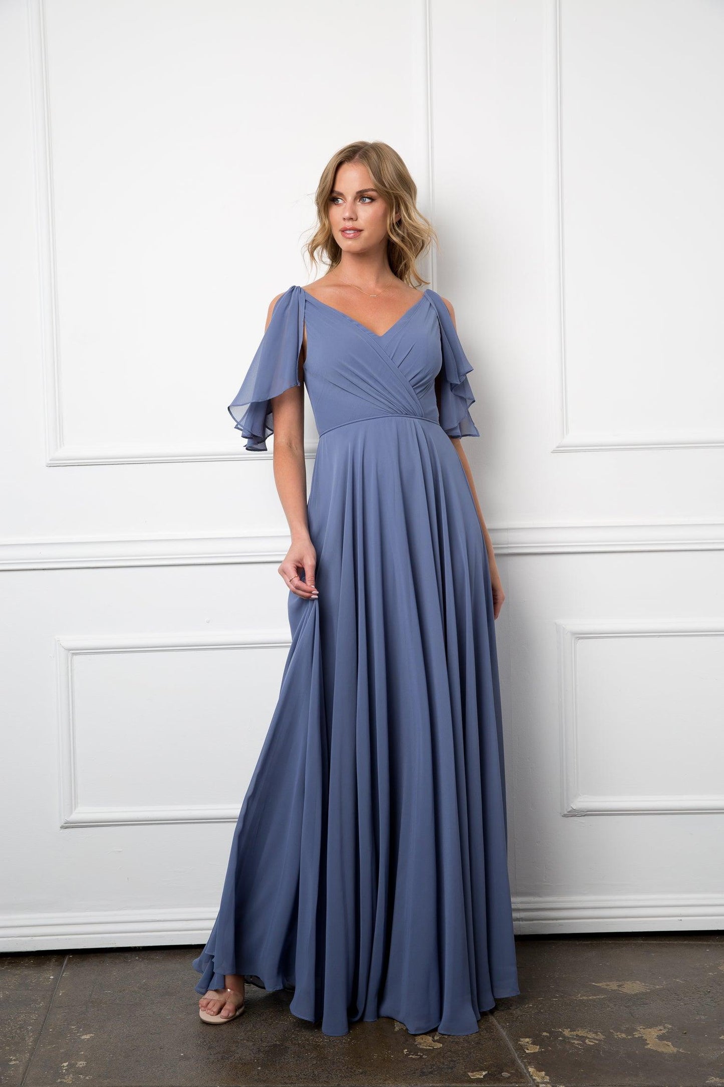 Long Bridesmaids Formal Chiffon Dress