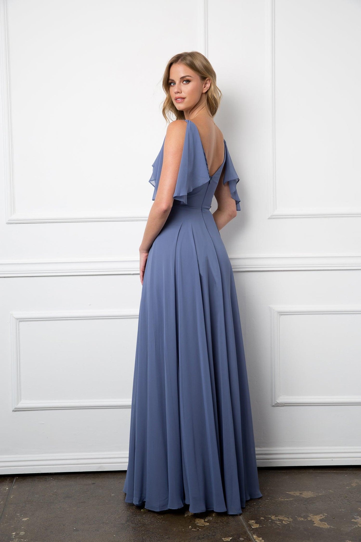 Long Bridesmaids Formal Chiffon Dress