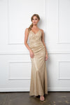 Long Formal Spaghetti Strap Glitter Prom Dress