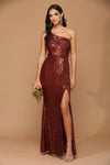 Long One Shoulder Formal Fitted Prom Dress