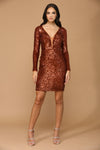 Long Sleeve Sequins Short Cocktail Dress