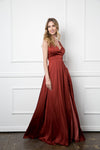 Long Formal Sleeveless Satin Bridesmaids Dress