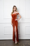 Long Formal Off Shoulder Velvet Evening Dress