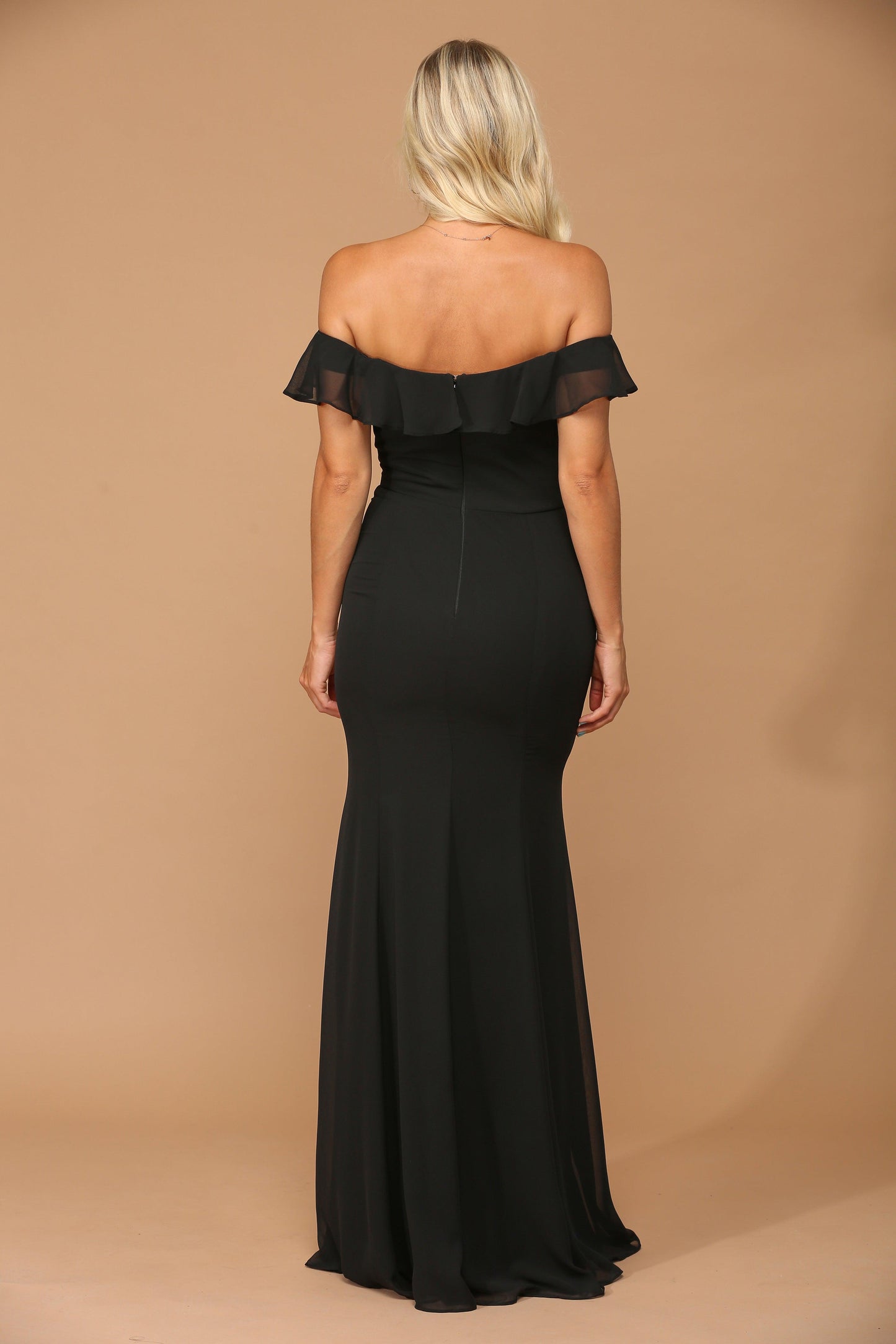 Long Off Shoulder Formal Bridesmaids Chiffon Dress