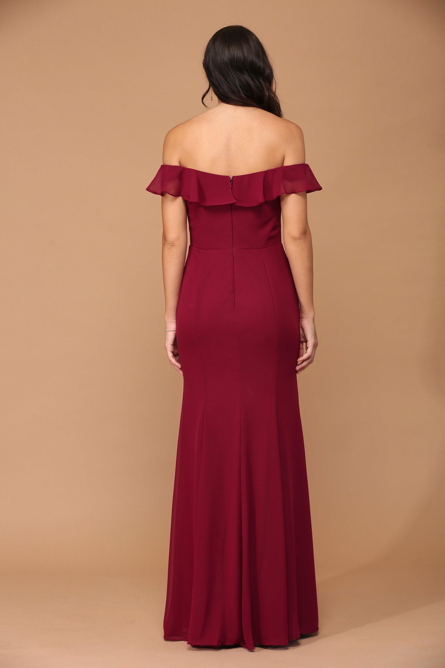 Long Off Shoulder Formal Bridesmaids Chiffon Dress