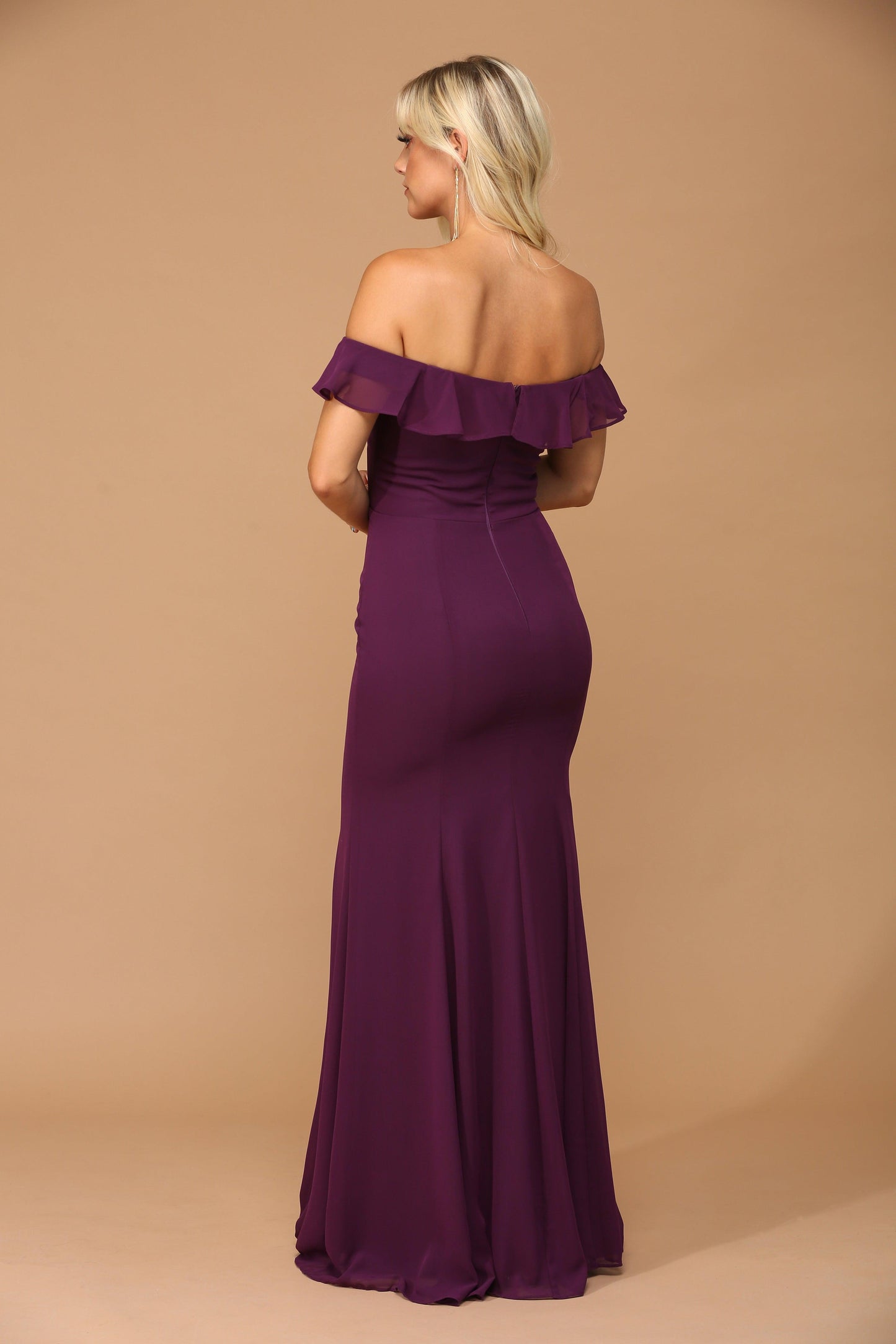 Long Off Shoulder Formal Bridesmaids Chiffon Dress