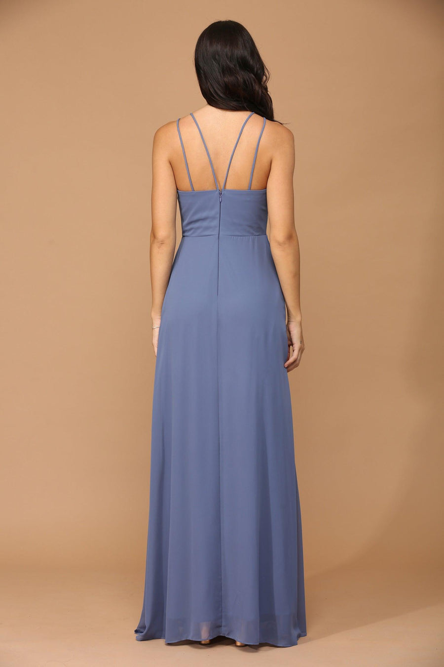 Long Halter Formal Chiffon Bridesmaids Dress