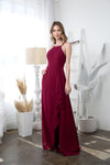 Long Halter Formal Chiffon Bridesmaids Dress