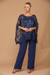 Long Formal Mother of the Bride Cape Pant Set