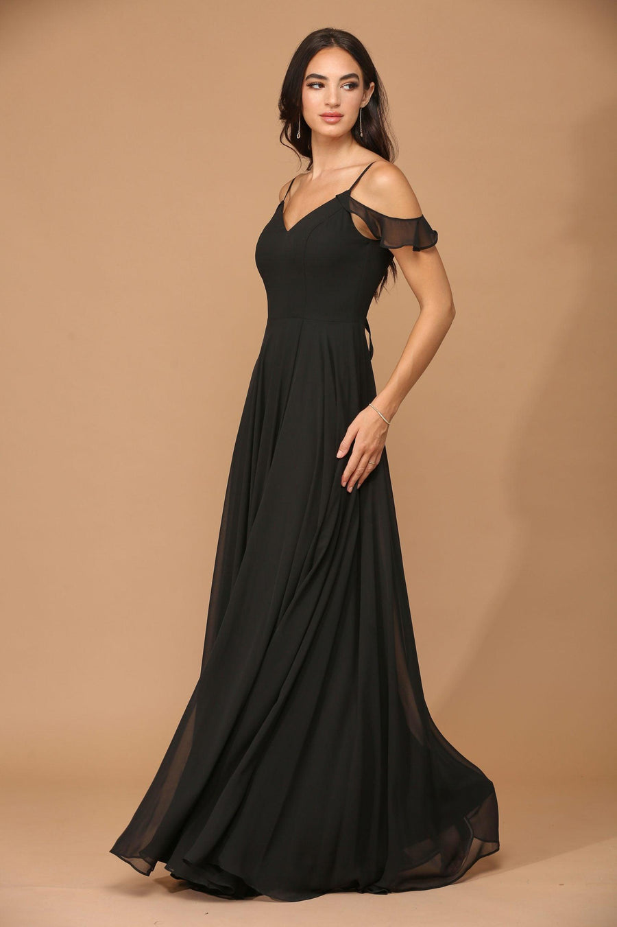 Long Off Shoulder Formal Chiffon Bridesmaids Dress