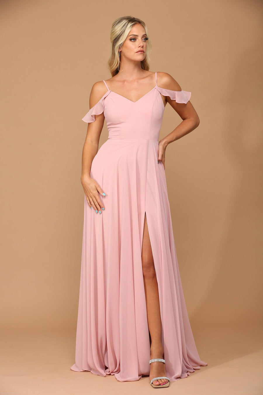 Long Off Shoulder Formal Chiffon Bridesmaids Dress