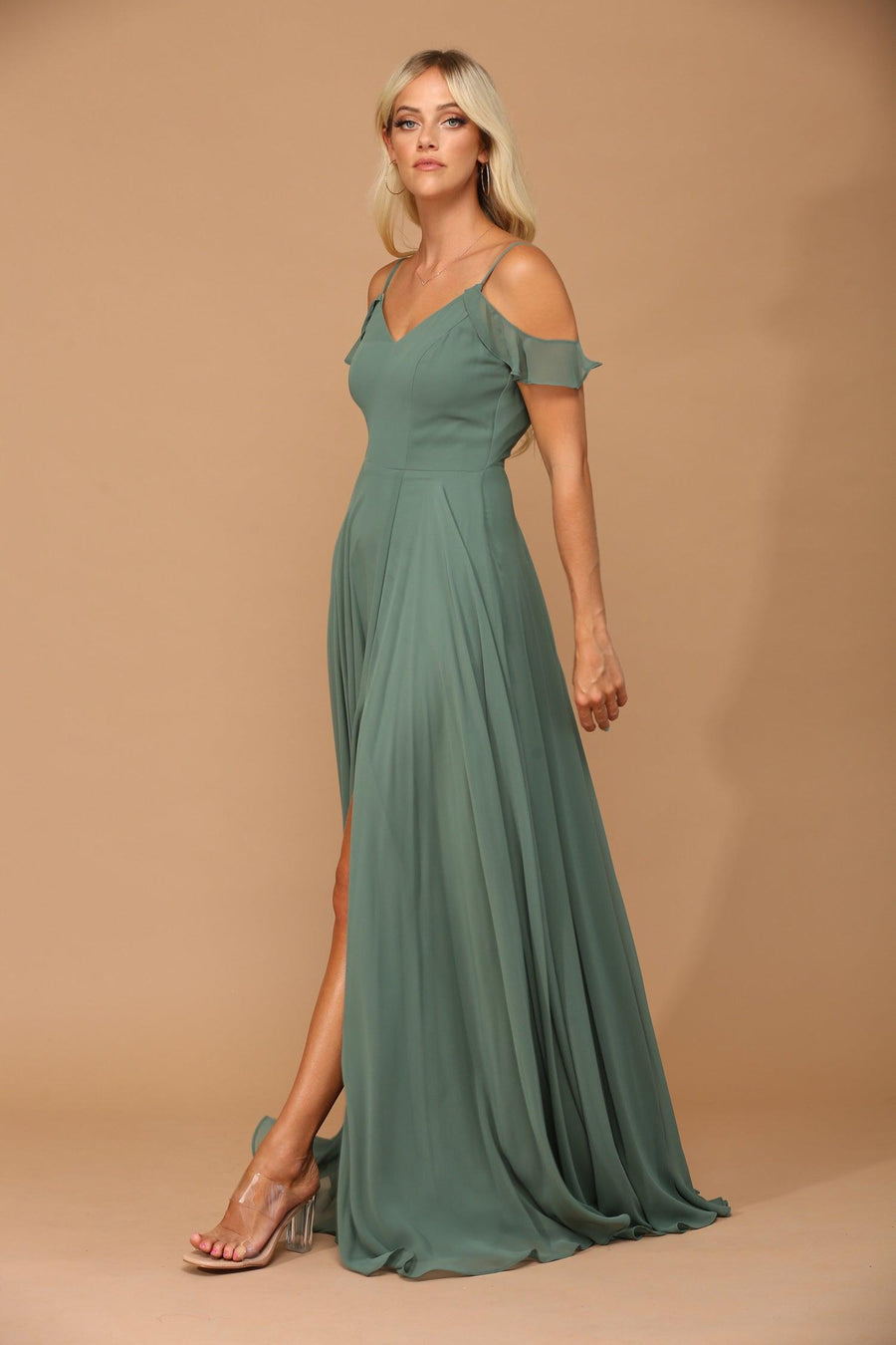 Long Off Shoulder Formal Chiffon Bridesmaids Dress