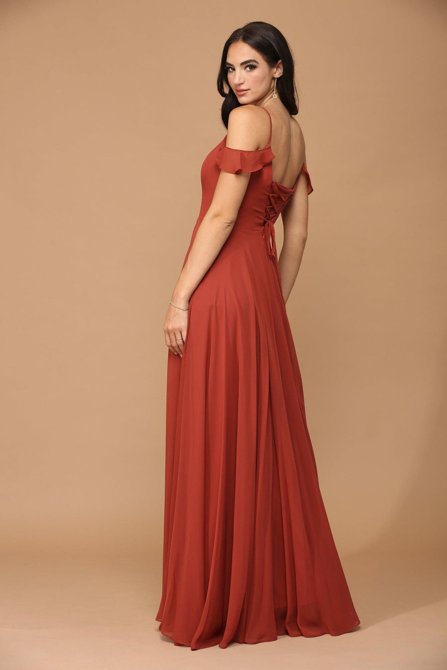 Long Off Shoulder Formal Chiffon Bridesmaids Dress