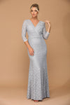 Long 3/4 Sleeve Mother of the Bride Lace Dress