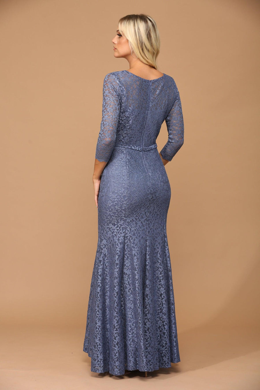 Long 3/4 Sleeve Mother of the Bride Lace Dress