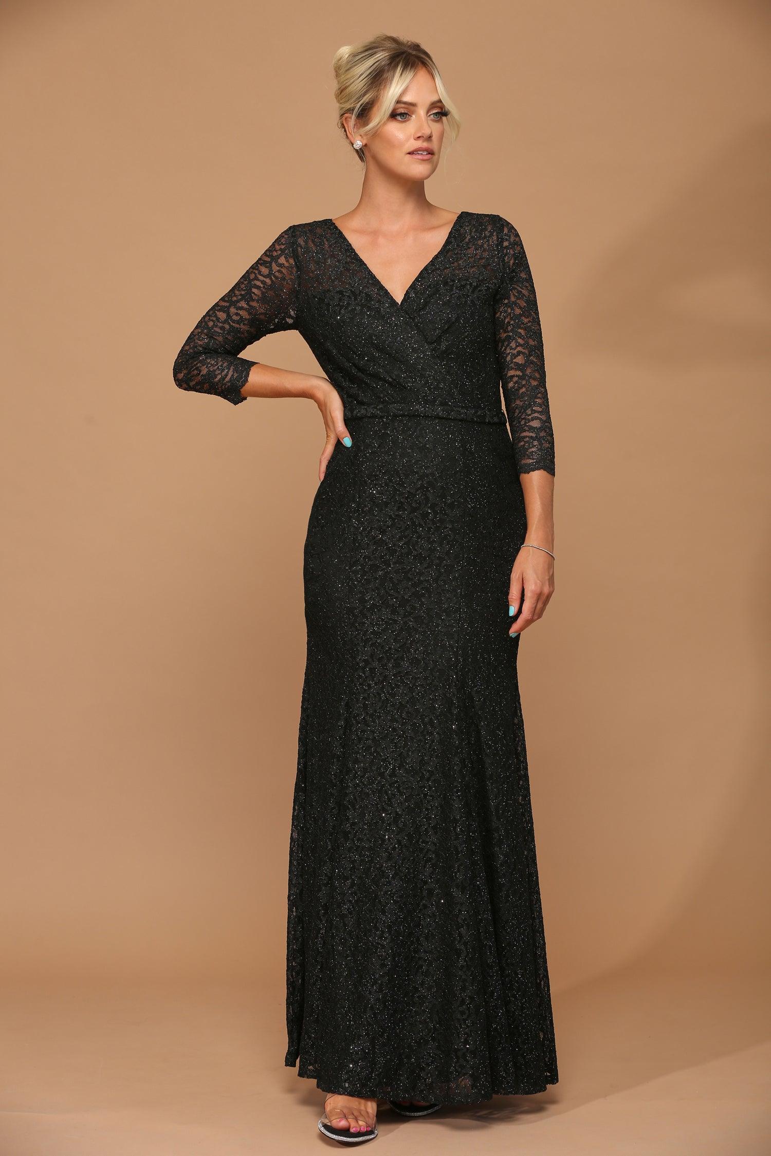 Silver Long 3/4 Sleeve Mother of the Bride Lace Dress for $179.99 – The  Dress Outlet