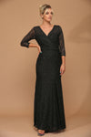 Long 3/4 Sleeve Mother of the Bride Lace Dress