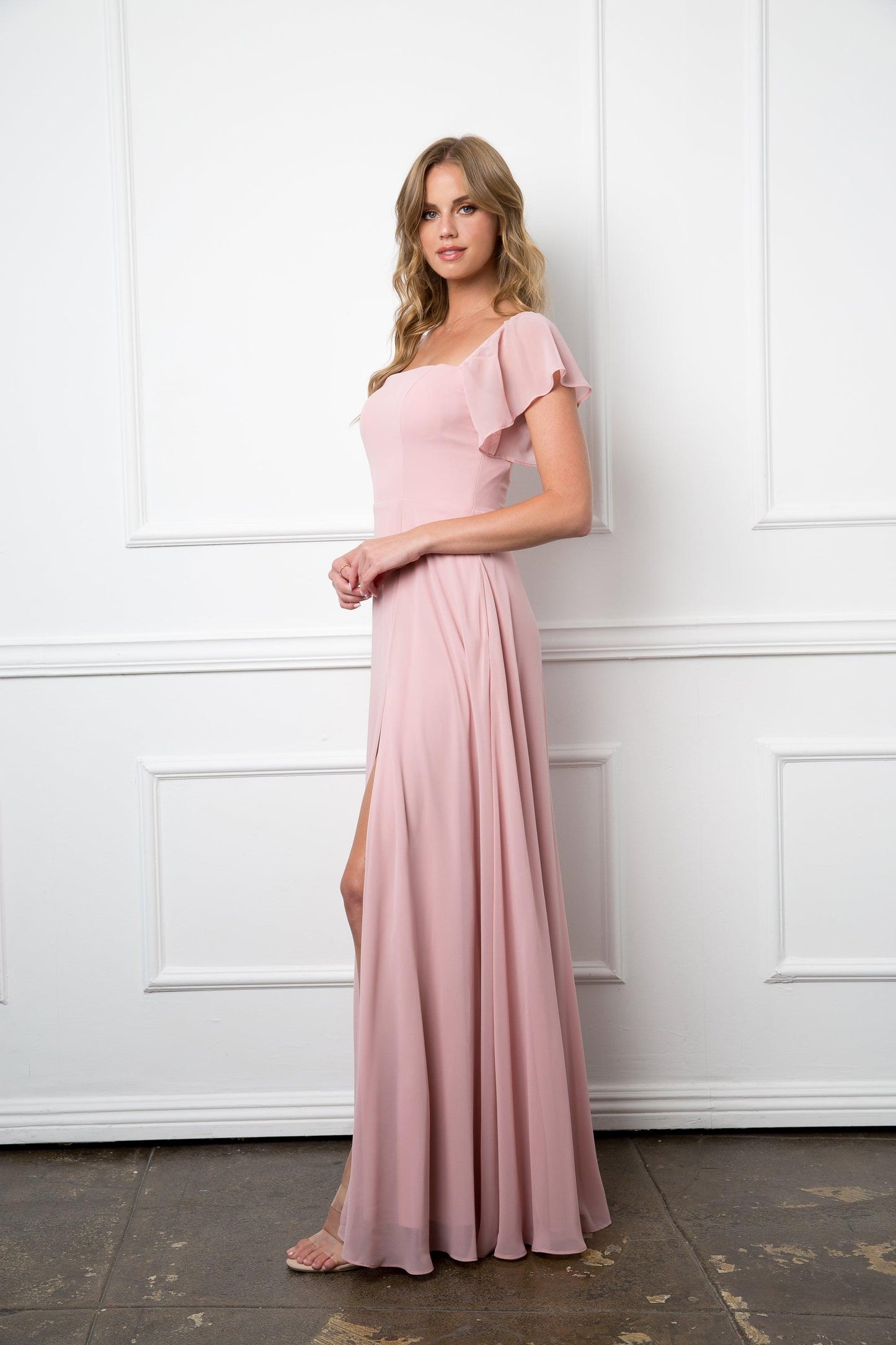 Long Formal Bridesmaids Chiffon Evening Gown