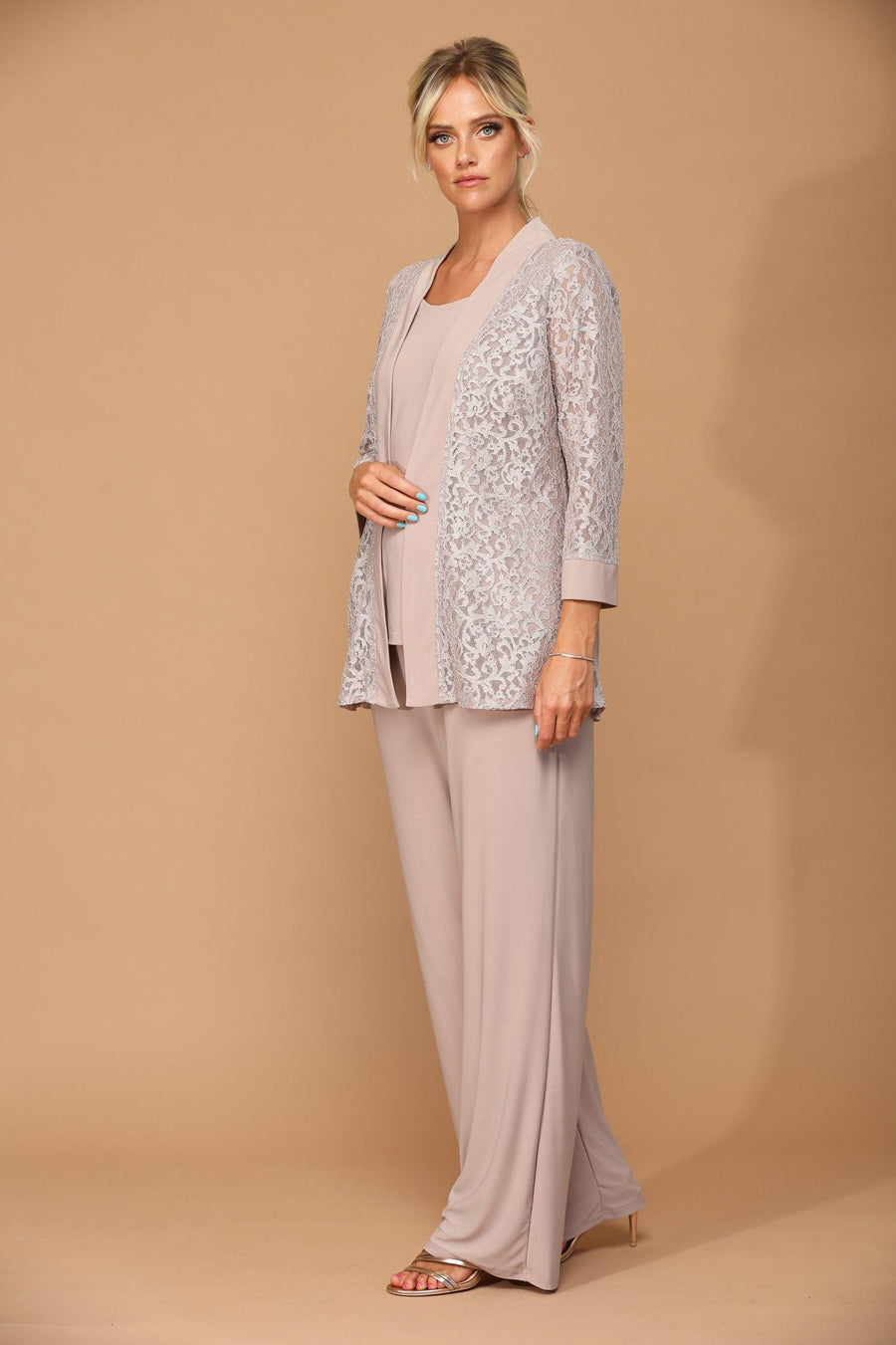 Long Formal Mother of the Bride Jacket Pant Suit