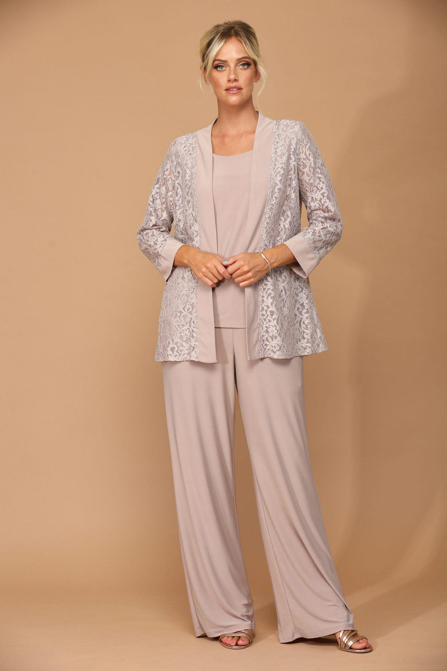 Long Formal Mother of the Bride Jacket Pant Suit