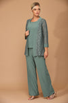 Long Formal Mother of the Bride Jacket Pant Suit