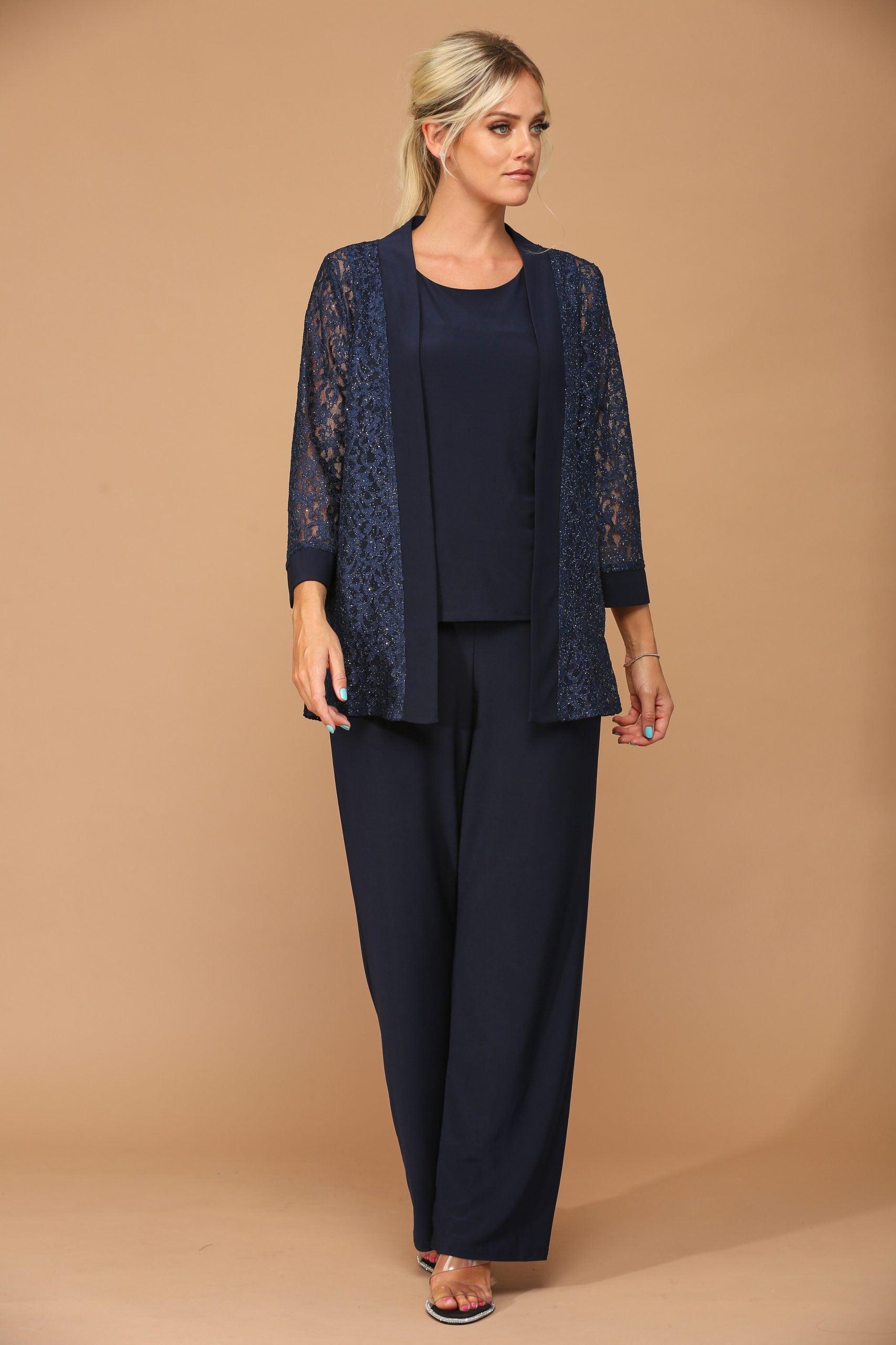 Plus Size Navy Blue Mother Of The Bride Pant Suit With Long Sleeve Custom  Jackets For Evening Party From Verycute, $42.22