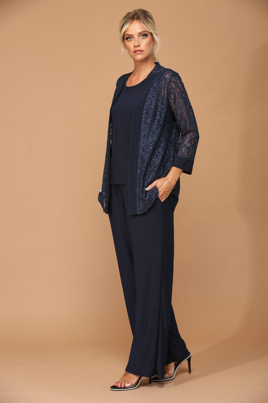 Long Formal Mother of the Bride Jacket Pant Suit