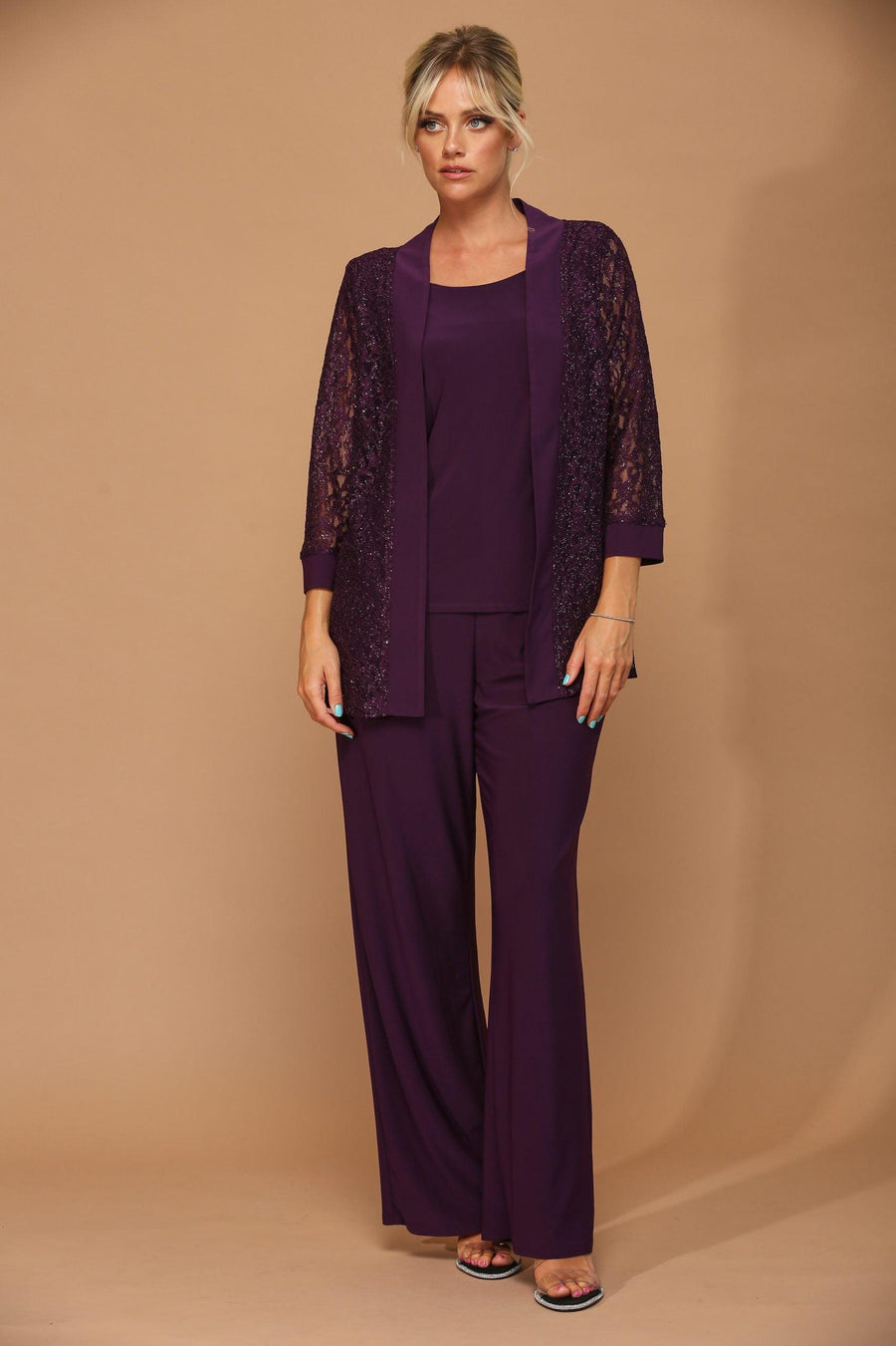 Long Formal Mother of the Bride Jacket Pant Suit