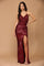 Long Spaghetti Strap Formal Evening Prom Gown Burgundy