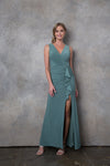 Mother of the Bride Long Formal Fitted Evening Gown Eucalyptus