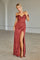 Long Off Shoulder Formal Bridesmaids Prom Dress Rust