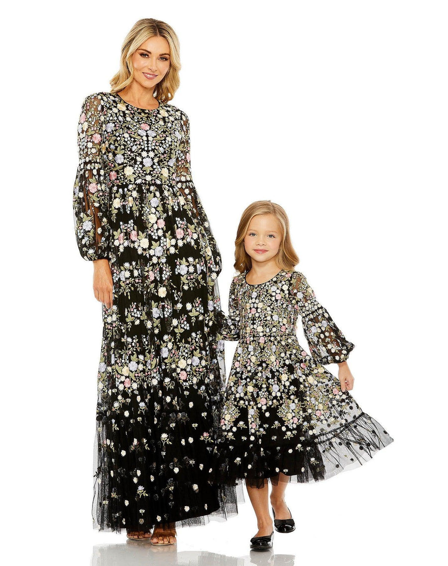 Flower Girl Dresses Little Girls Long Sleeve A Line Dress Black