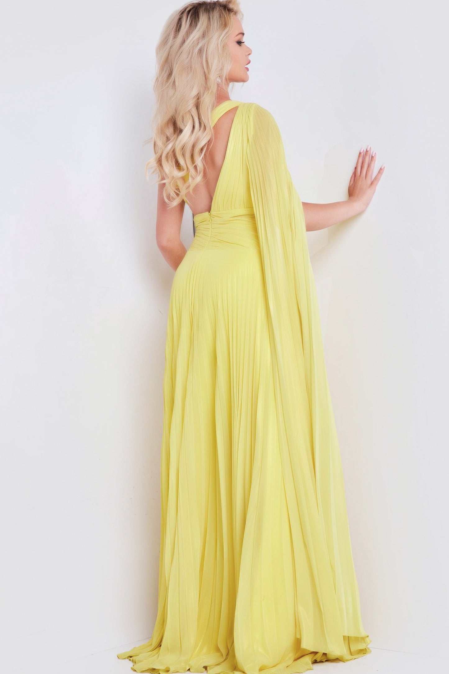 Prom Dresses Pleated Skirt Long Formal Prom Dress Yellow