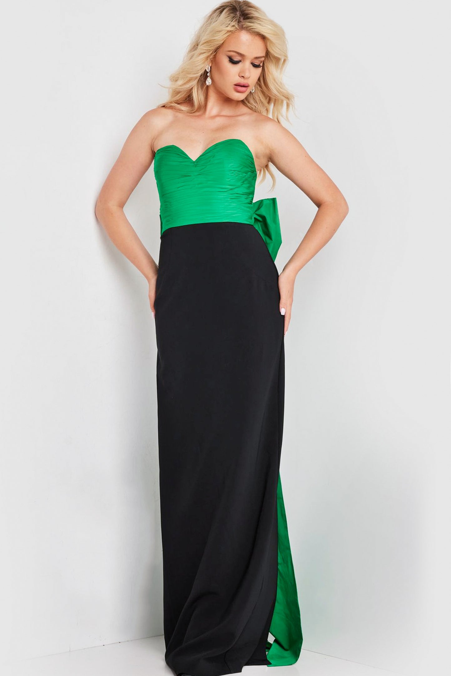 Prom Dresses Back Bow Fitted Long Formal Prom Dress Green/Black