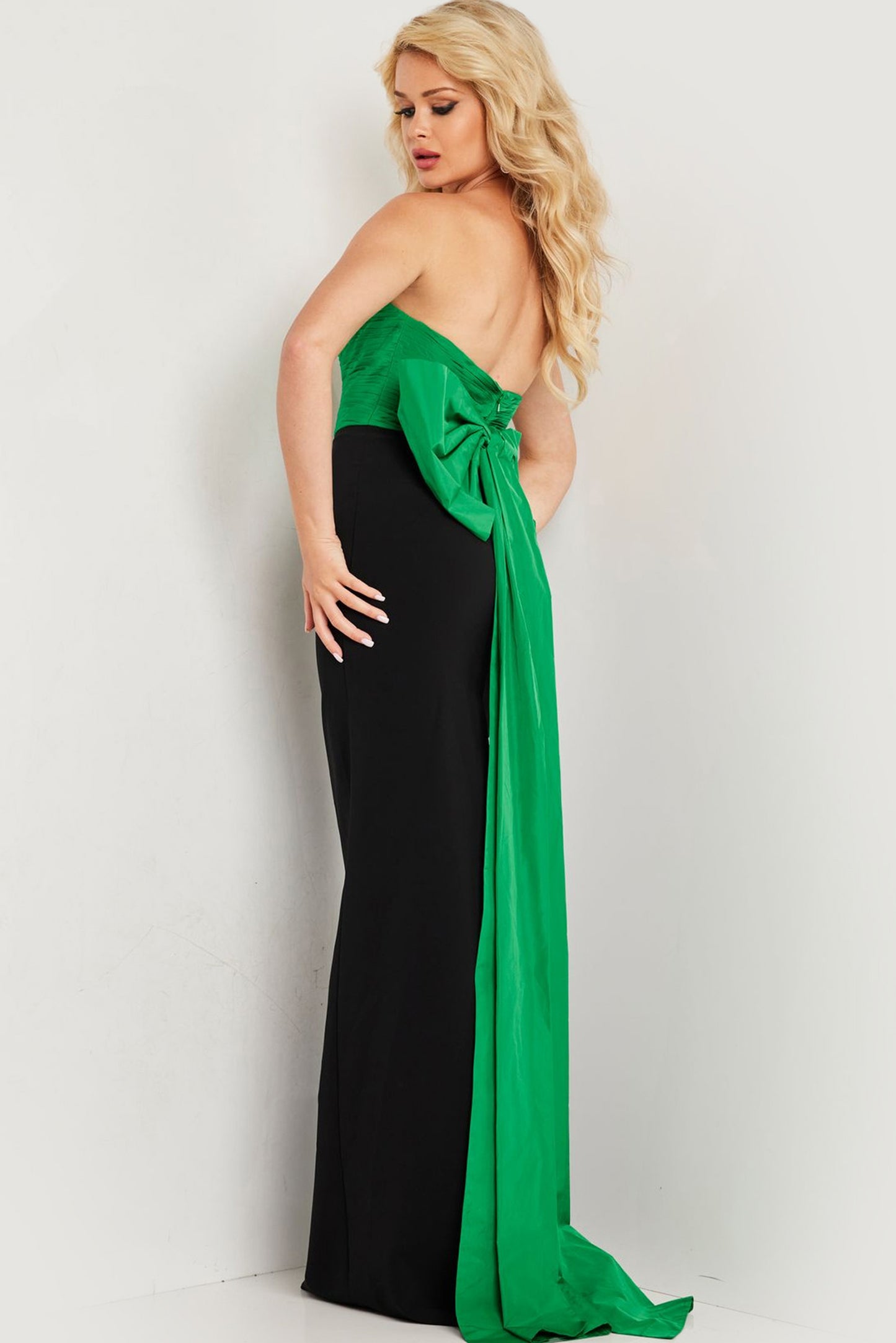 Prom Dresses Back Bow Fitted Long Formal Prom Dress Green/Black