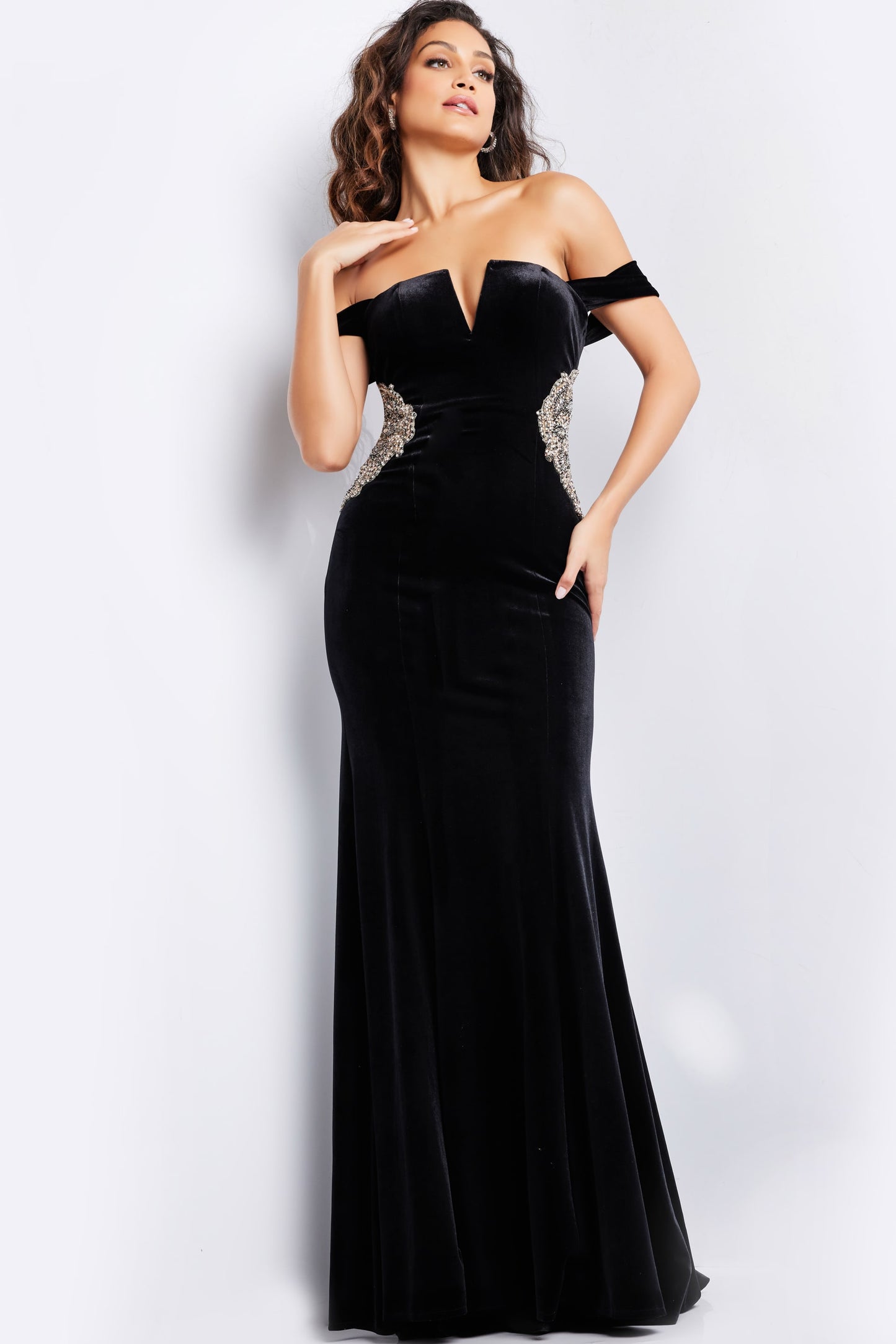 Formal Dresses Midriff Detail Fitted Long Formal Prom Dress Black